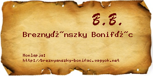 Breznyánszky Bonifác névjegykártya